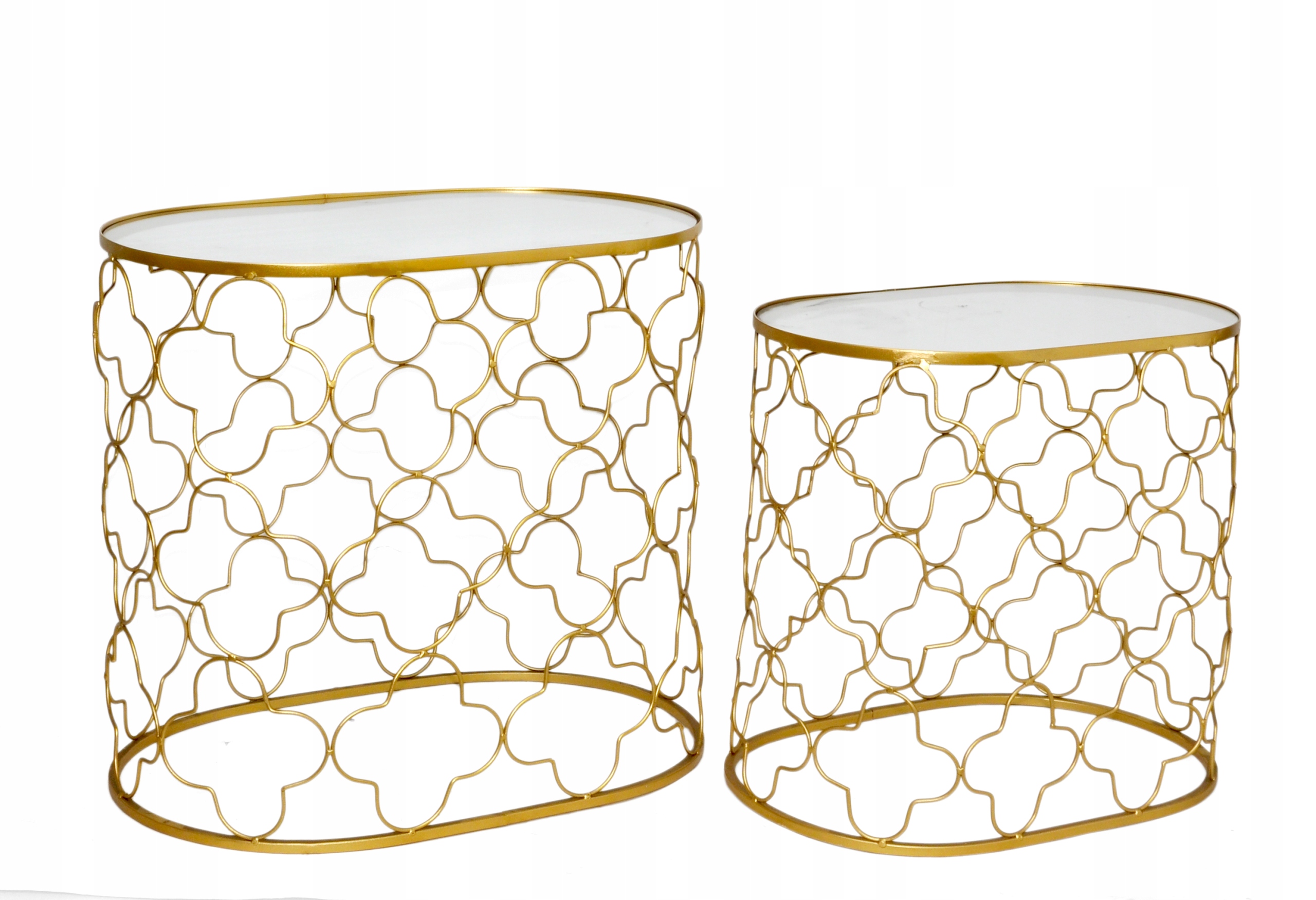 Stolky komplet stůl Ovál Kovová deska zrcadlo