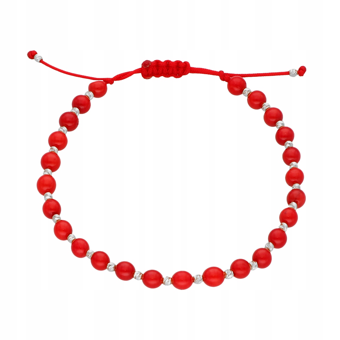 Provázkový náramek s korálky stříbro