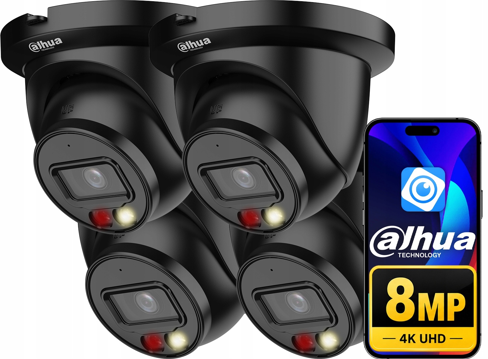 Kupolové kamery x4 Ip 8MPx Dahua IPC-HDW2849TM-S-IL-0280B Smart Dual Light