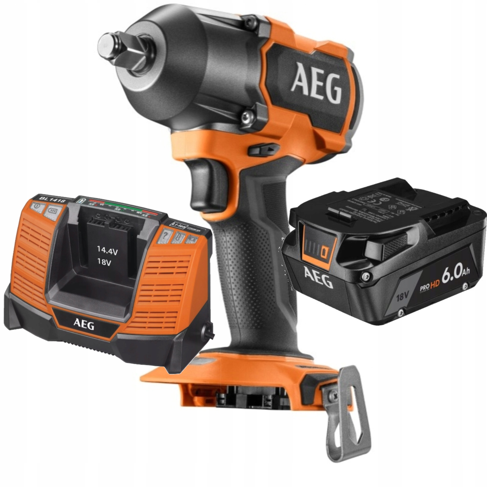 Aeg Rázový Uťahovák 785 Nm kufrík nabíjačka BL1418 akumulátor 6.0 Ah