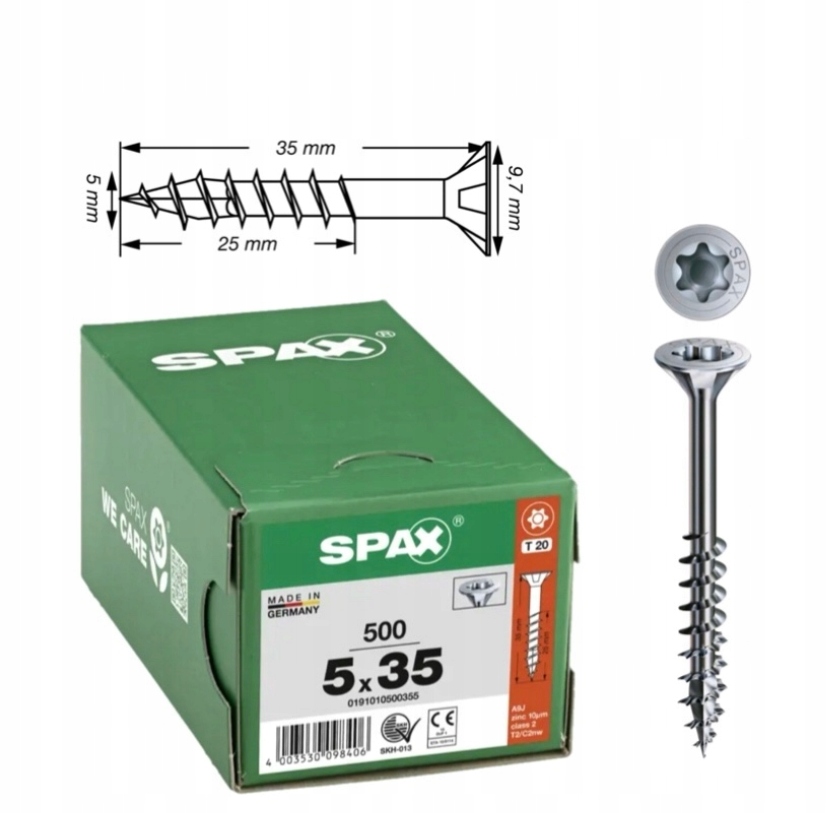 Univerzální vrut do dřeva spax 5 x 35 Wirox Txtg 500 ks