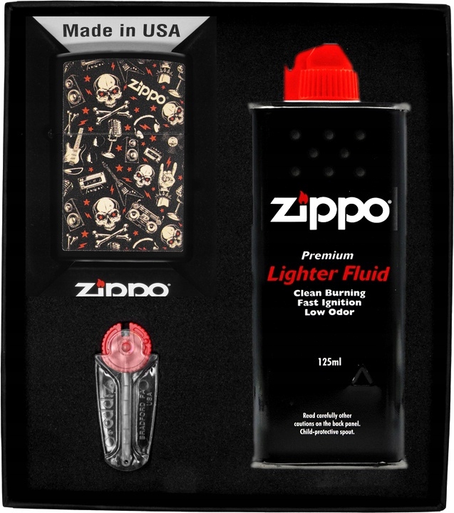 Sada Zippo Zapalovač Grunt Pattern With Skull Dárkový No1