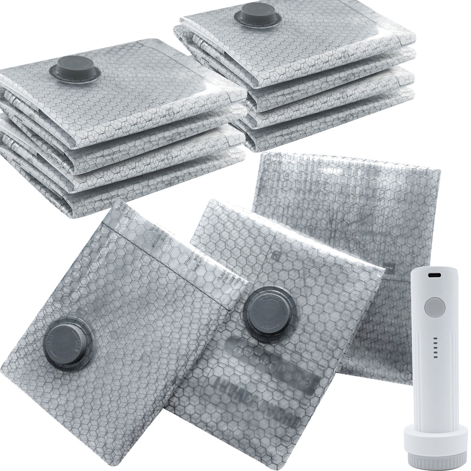 12 Vakuové sáčky na Povlečení Oblečení Bedee Velké 3 velikosti Pumpička