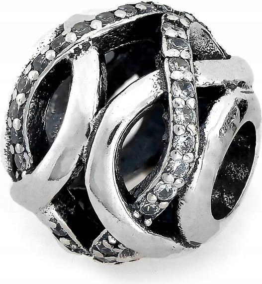 Stříbrný přívěsek 925, kulička, přívěsek na náramky, prolamovaný, se zirkony