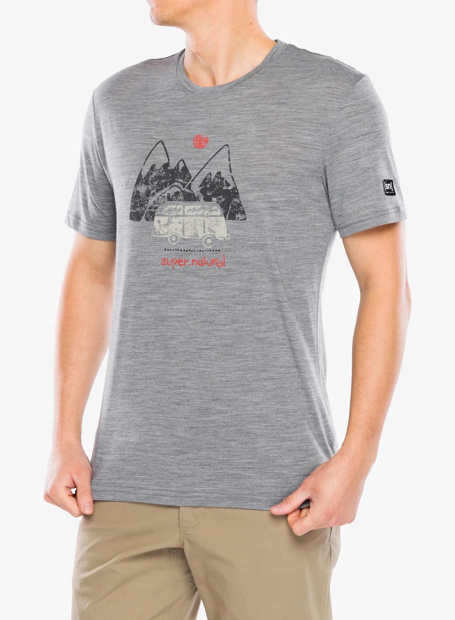 Merino tričko Super.natural Dolomites Campsites Tee cashmere grey XL