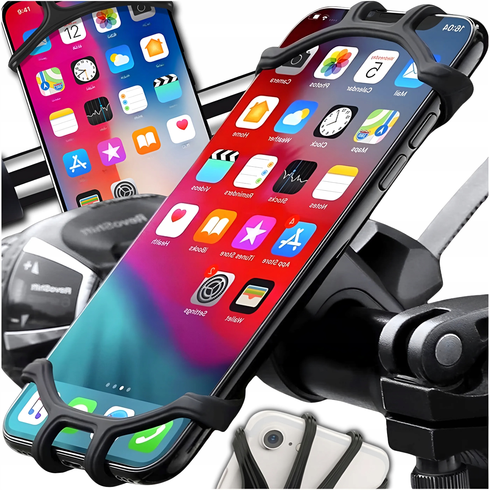 MOCNY UCHWYT ROWEROWY NA TELEFON KIEROWNICĘ DO ROWERU SILIKONOWY REGULOWANY