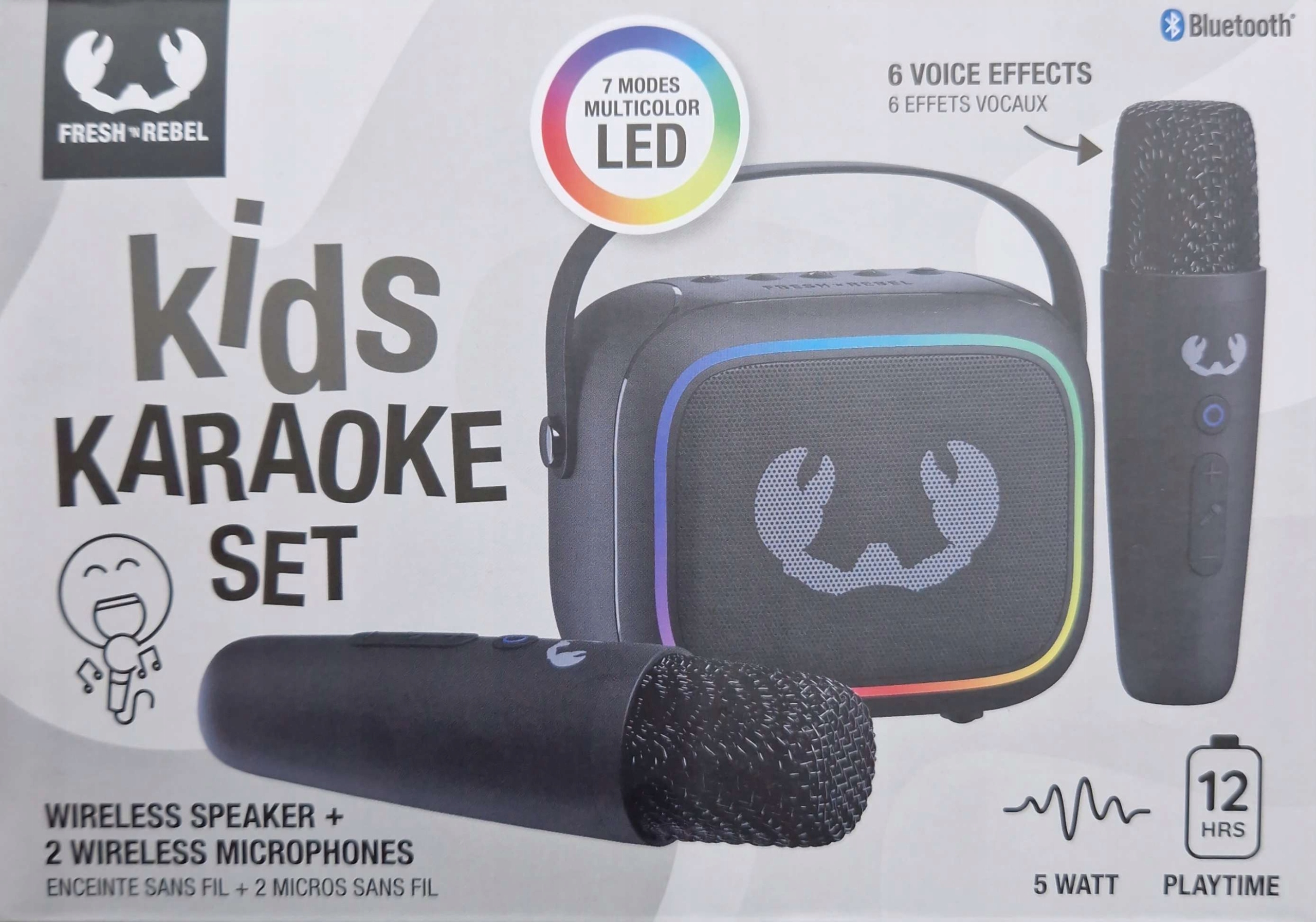 Přenosný set Fresh 'n Rebel Karaoke Kids reproduktor +2 x mikrofon Černý