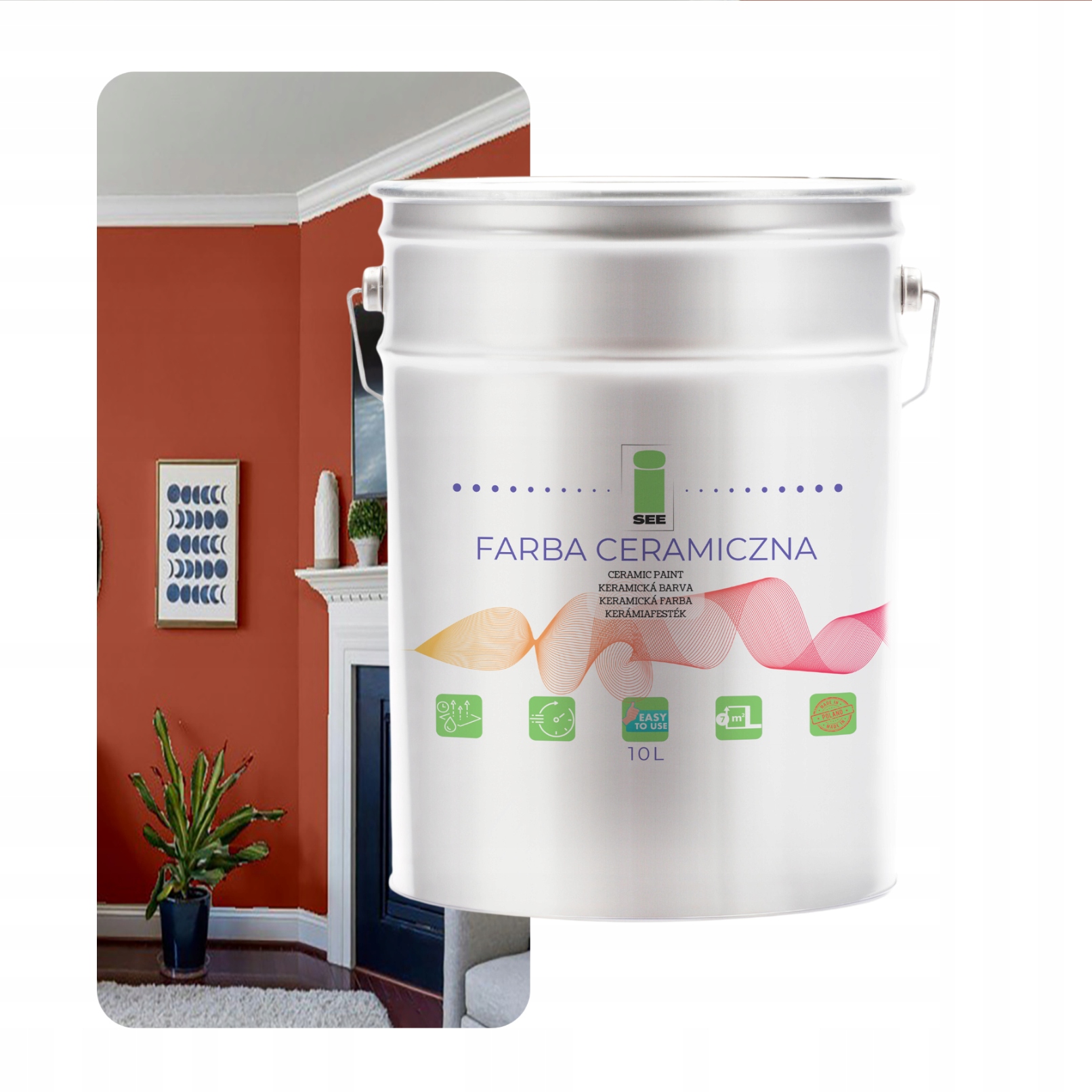 Keramická Farba Na Steny Umývateľná, Tehlovo Červená, 10 L, Bez Zápachu
