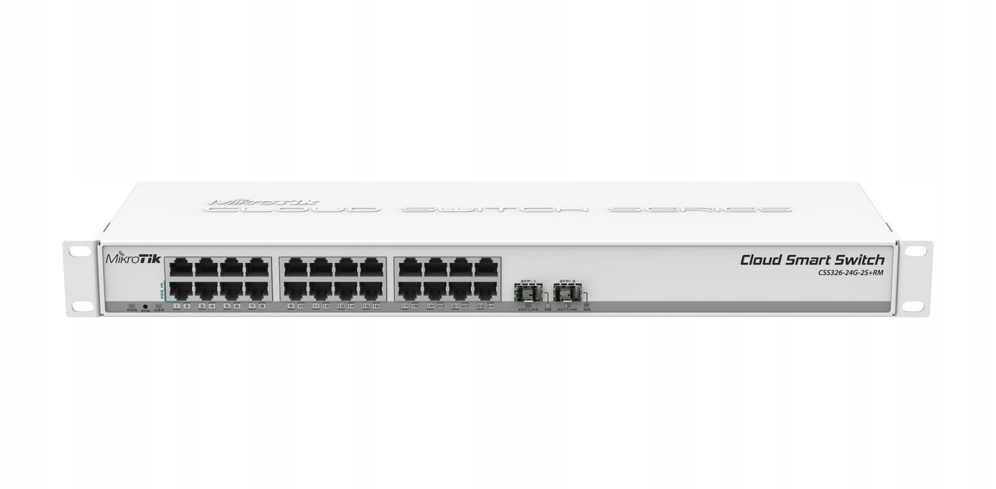 Przełącznik MikroTik Cloud Smart 24x Gb Lan, 2x Sfp, 1U, CSS326-24G-2S+RM