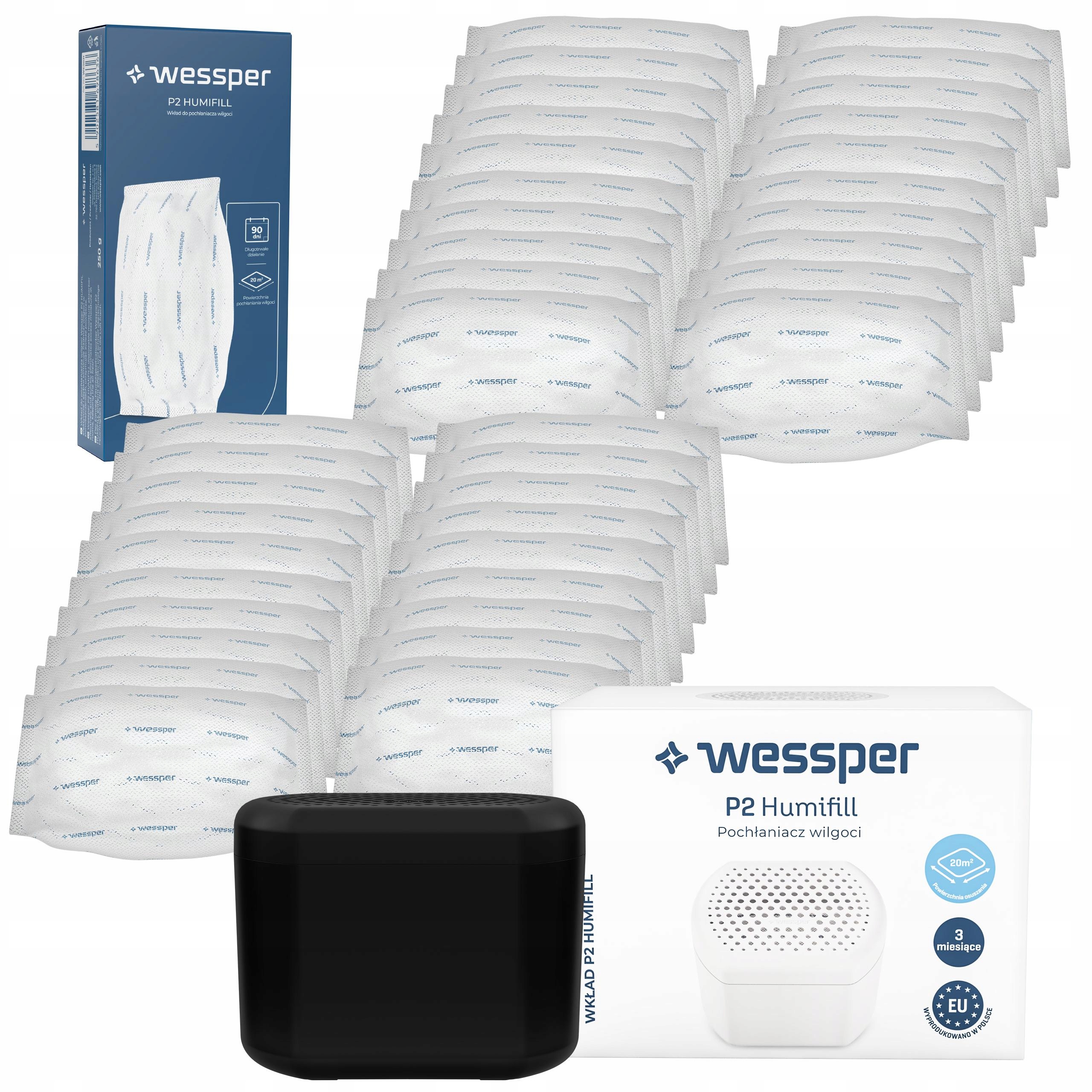 Pohlcovač vlhkosti do domácnosti Wessper P2 Humifill 40 náplní do pohlcovača