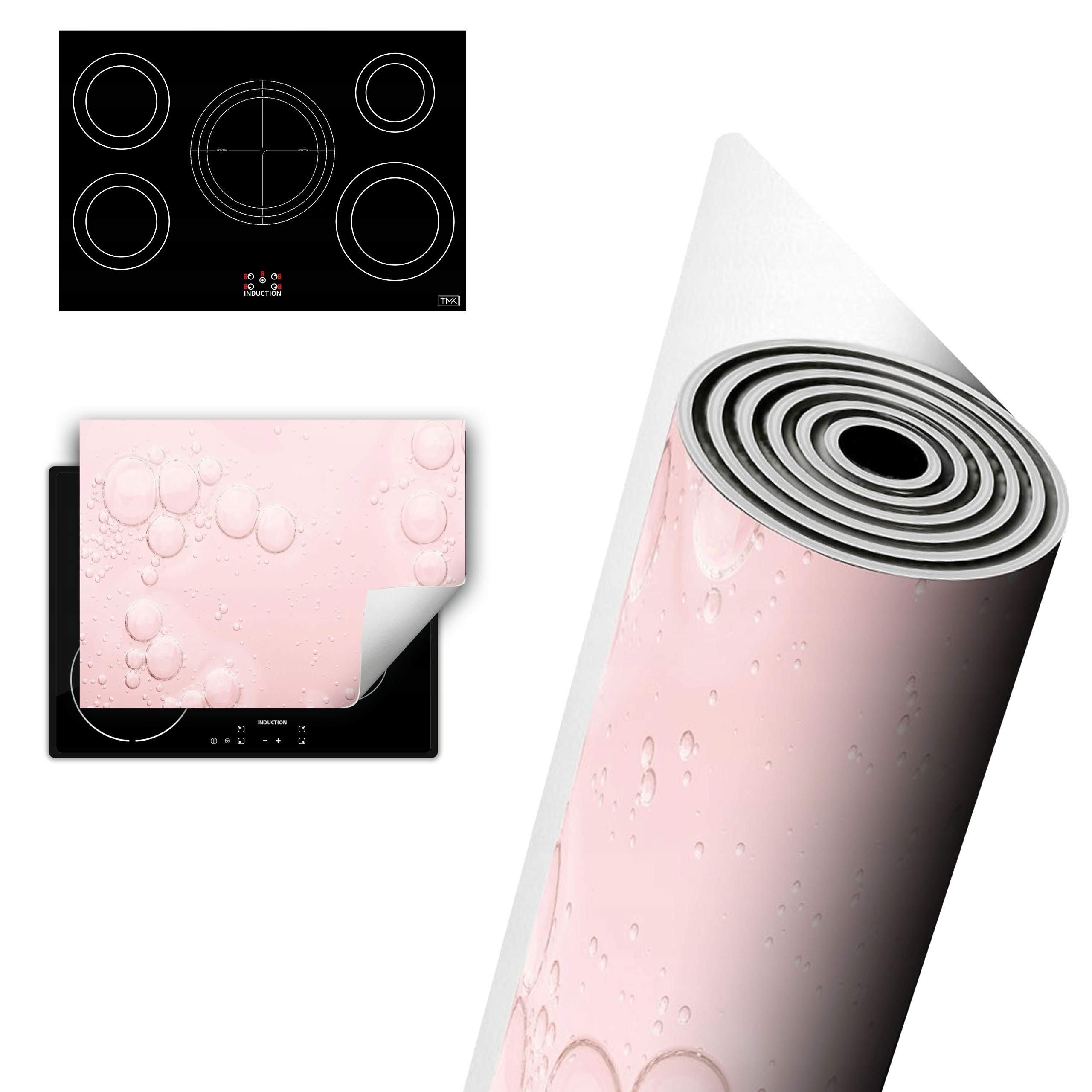 Vinylová Ochrana Na Indukci Deska 80x52 růžová bublinky