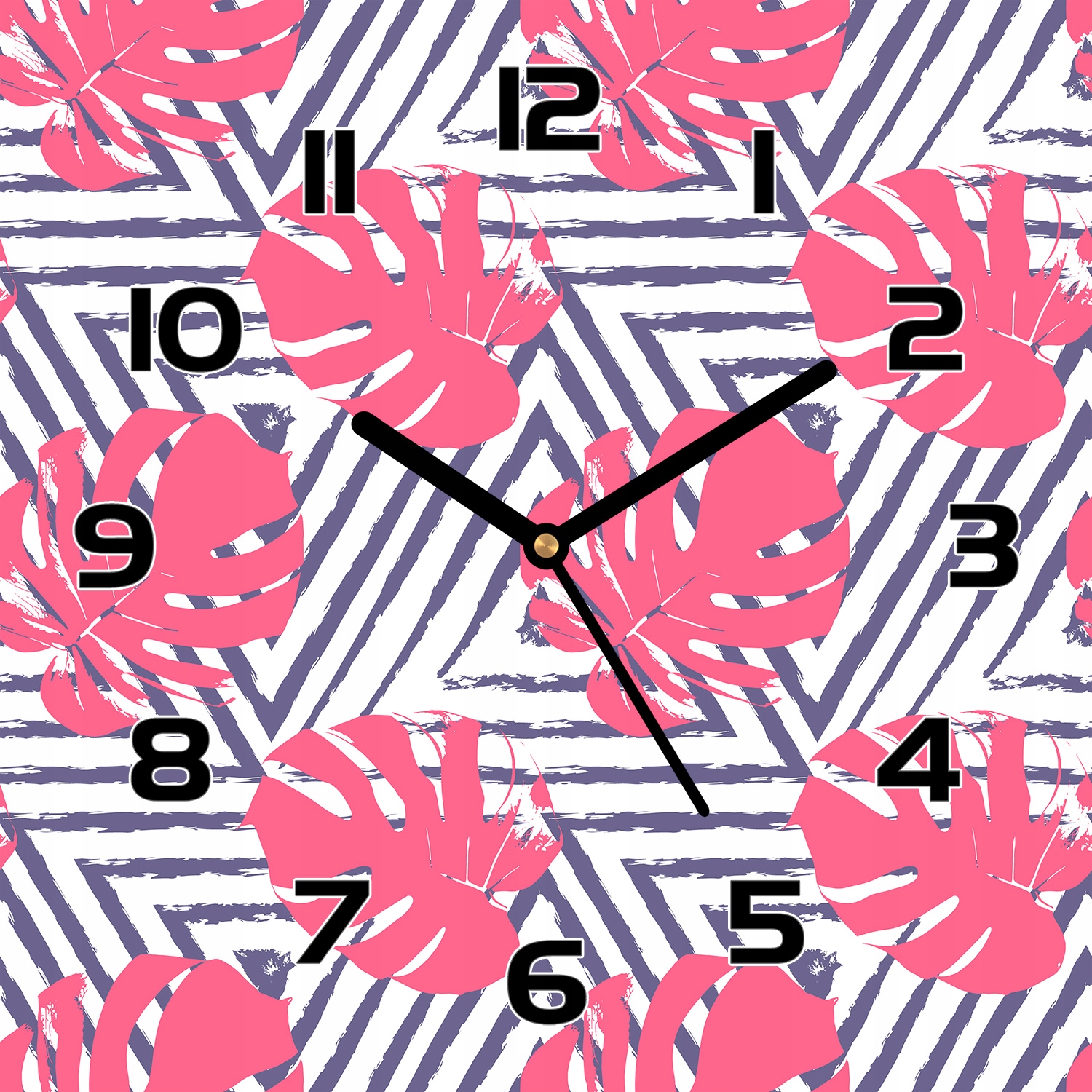 

Zegar na szkle Liście na geometrycznym tle 30x30cm