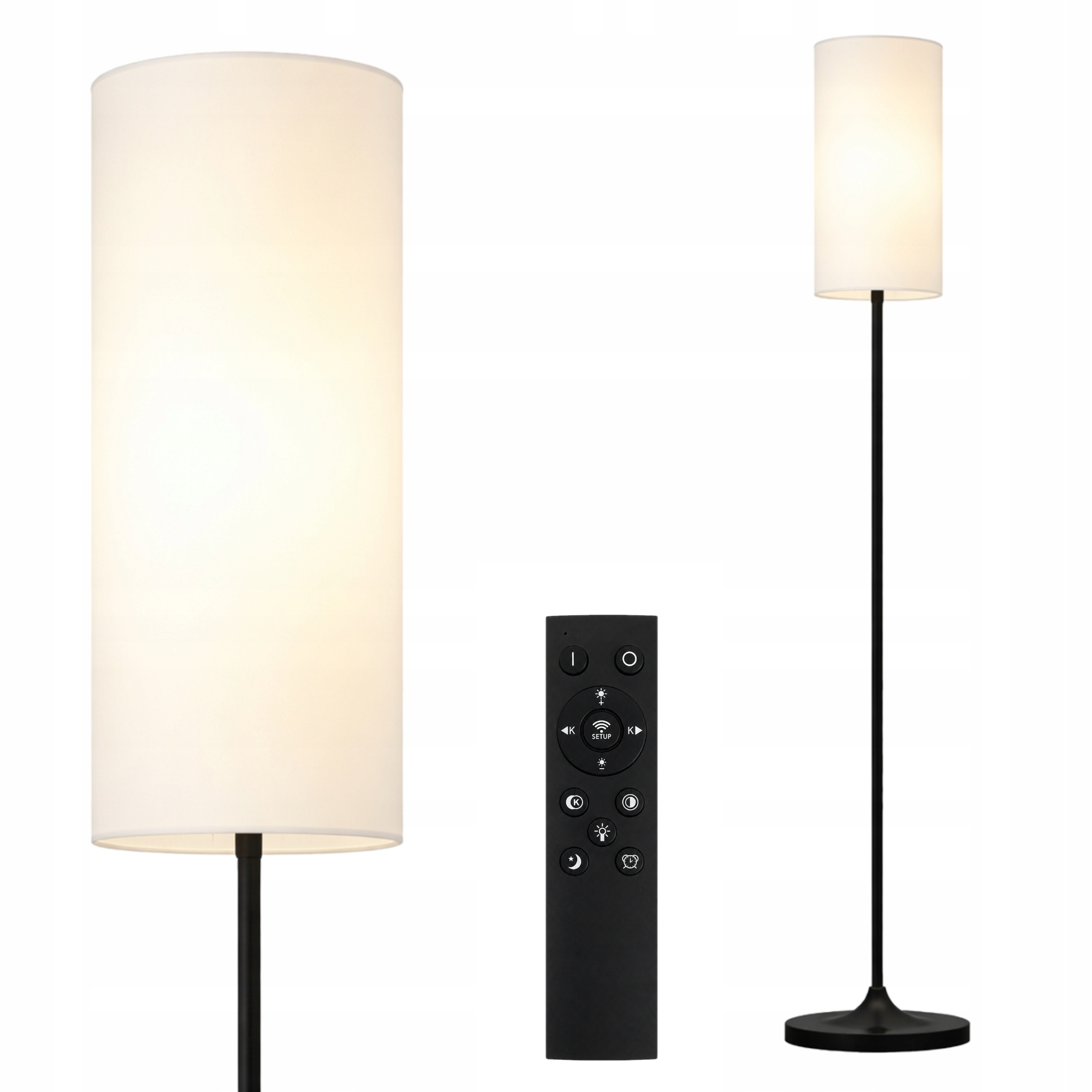 Lampa Podłogowa Stojąca Led Czarna Lampka 175 cm Do Czytania Salonu Pilot