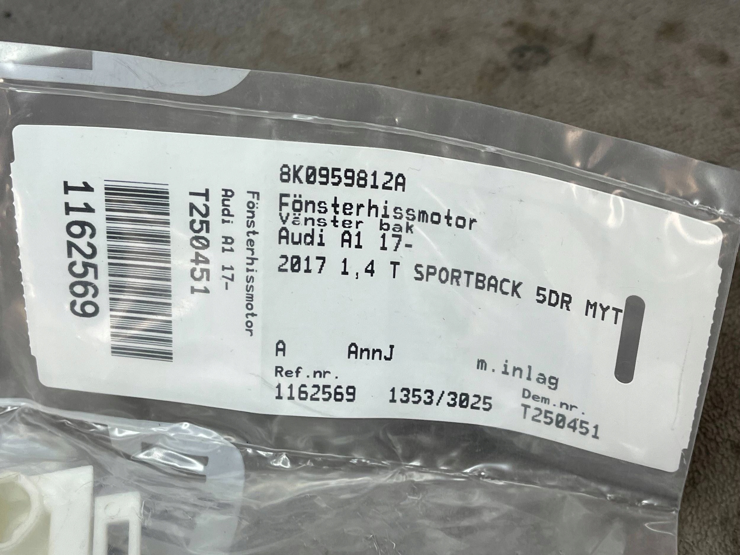 mini motor windows right rear part AUDI A4 B8 8K0959812 europa !J