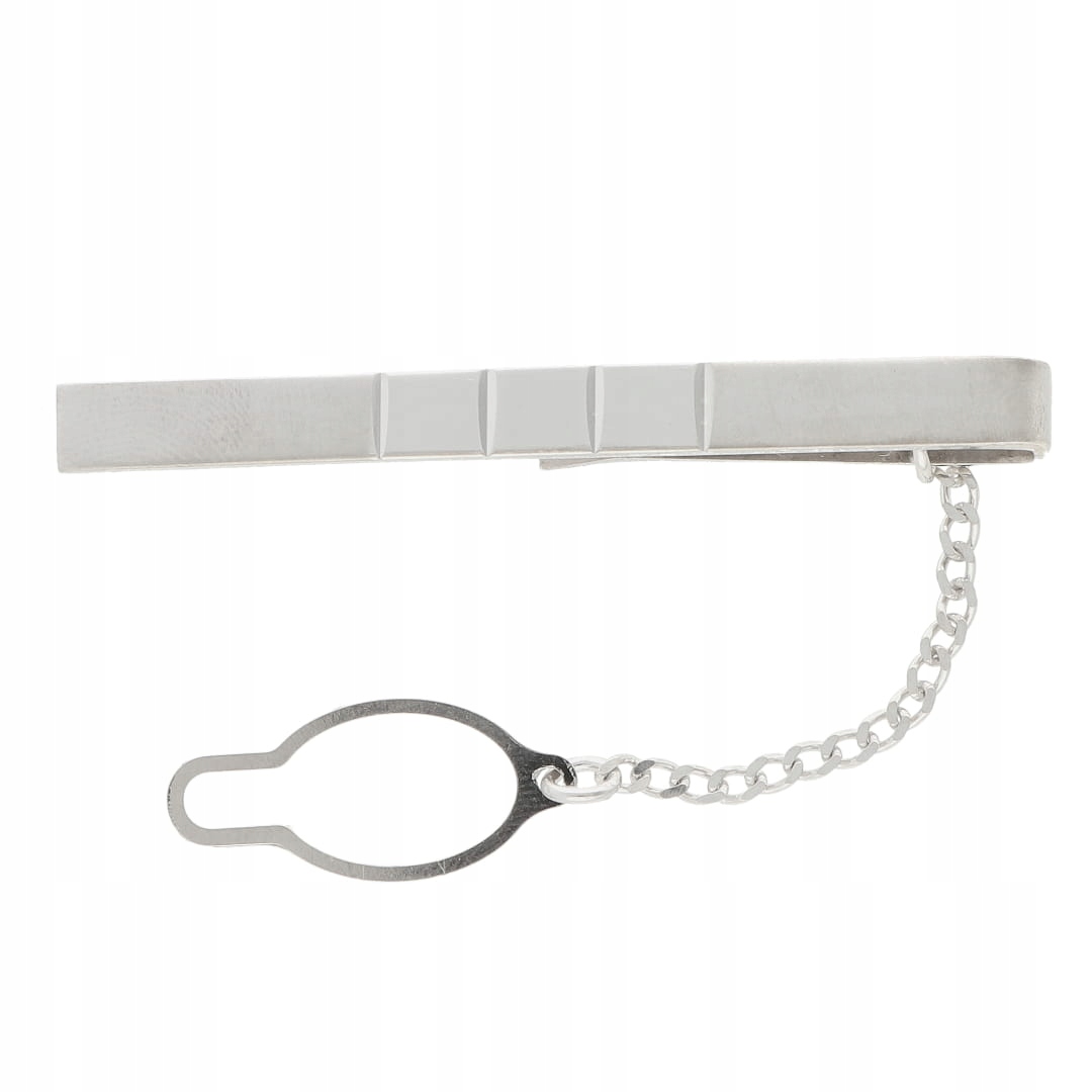 Saténová spona na kravatu, stříbro rhodiované