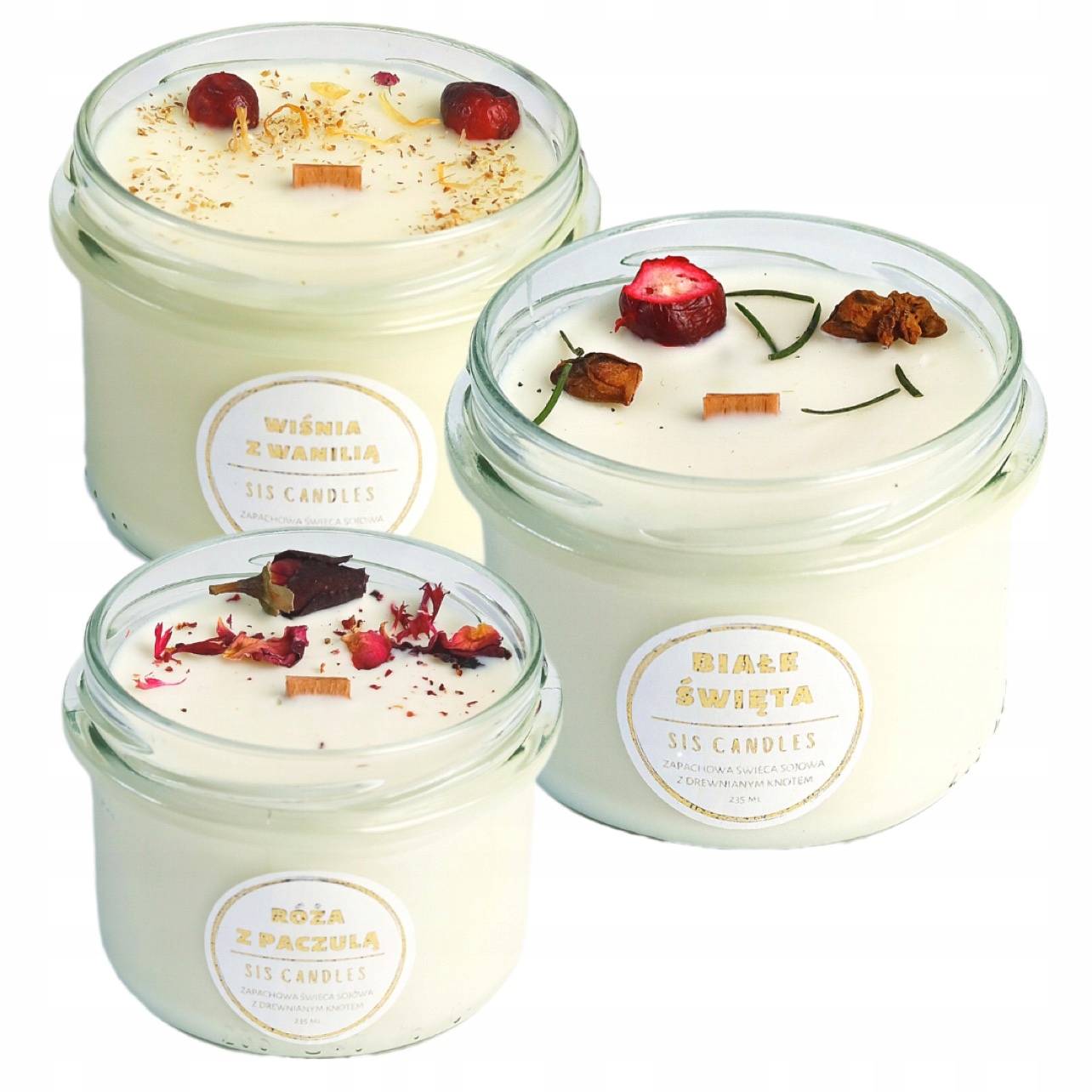 

Zestaw świec 3x świeca sojowa SisCandles 235ml/40h