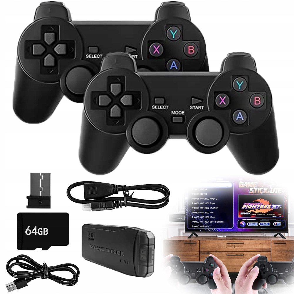 Konsola Do Gier Wideo M8 Hdmi 2 Kontrolery Bezprzewodowe Pamięć 64 Gb