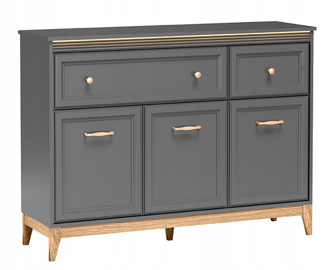 Komoda Terra TA-1 135cm Szary Diamentowy Led Cichy Domyk Mdf Drewniane Nogi