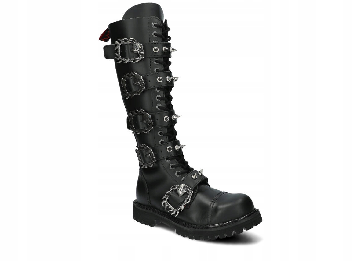 Nagaba 519 Černé Pánské Kanady Kožené Lico -steel Nose Spony, Cvočky