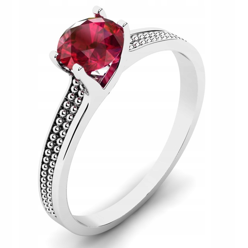 

Pierścionek Z Białego Złota Zaręczynowy Z Rubinem