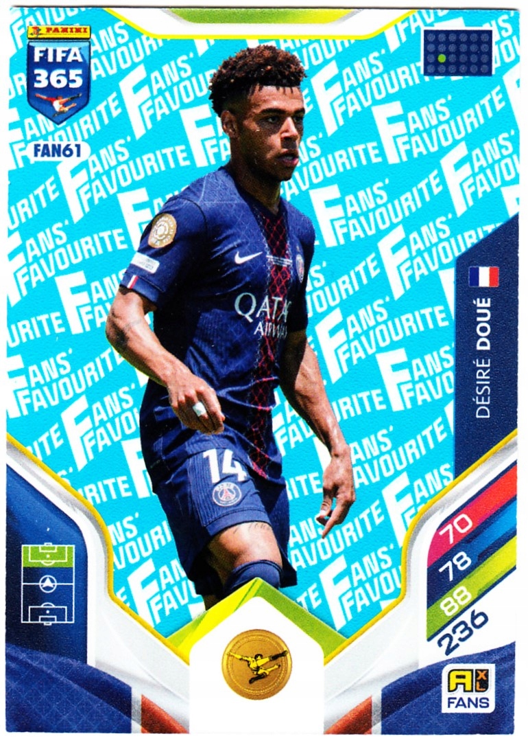 Panini Fifa 365 2026 Fans' Favourite Désiré Doué FAN61 Niebieski (Blue)