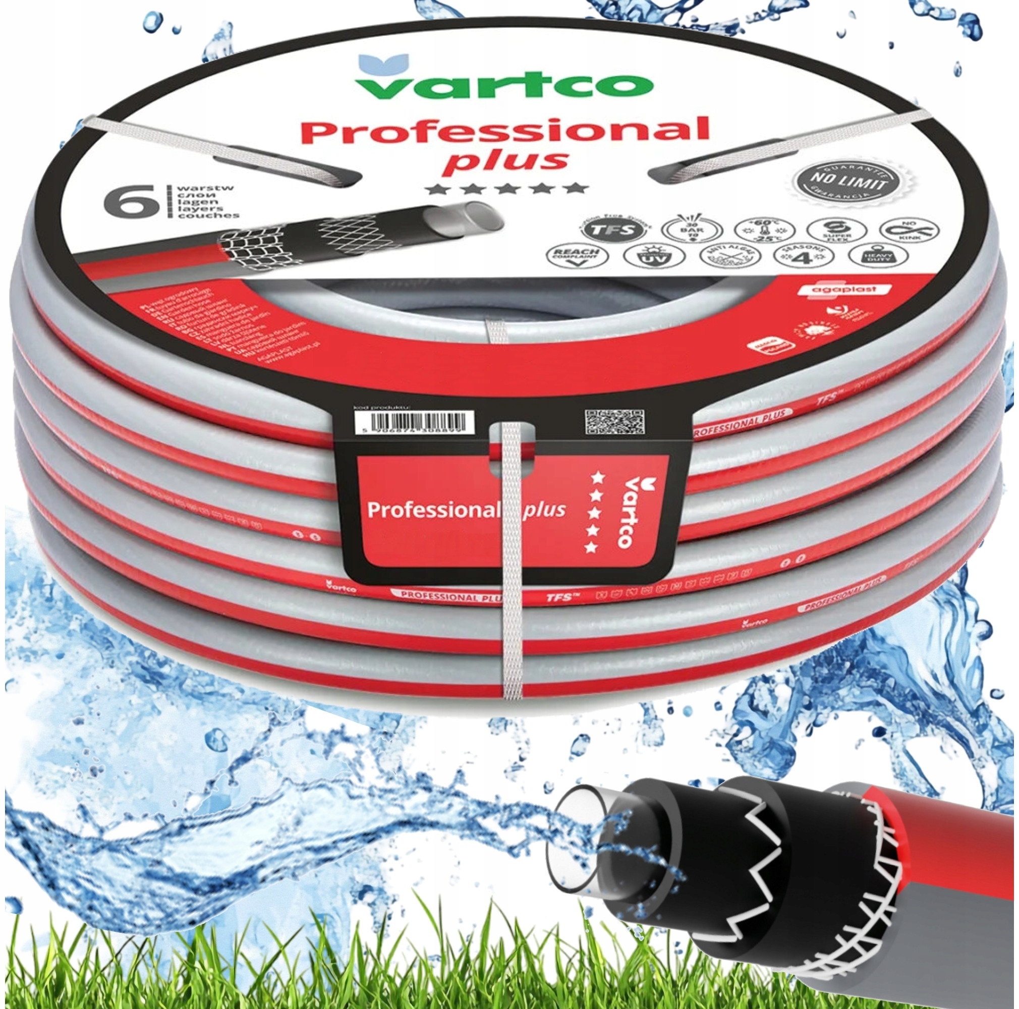nekroutící se zahradní hadice Professional Plus 1/2" 50MB 6 vrstev 30 barů