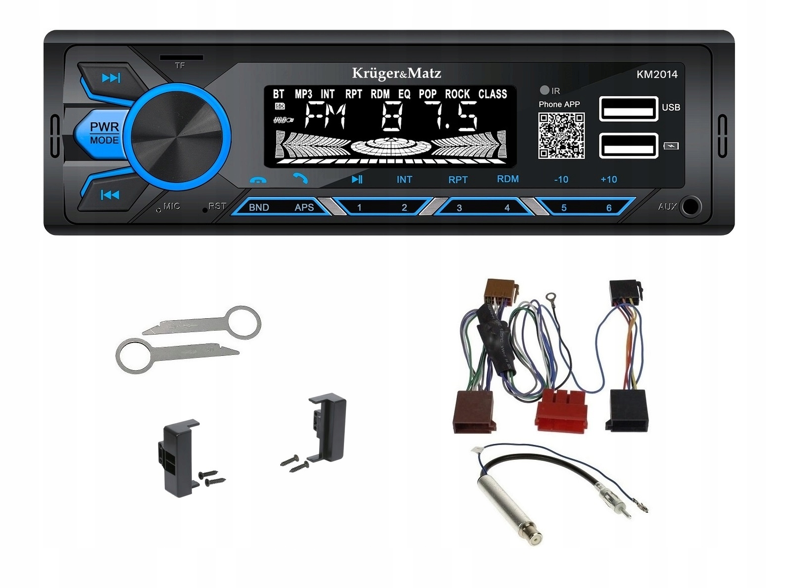 Bluetooth rádio Kruger&Matz KM2014 Rámeček 1DIN Usb Audi A4 B5 A2 A3 A6