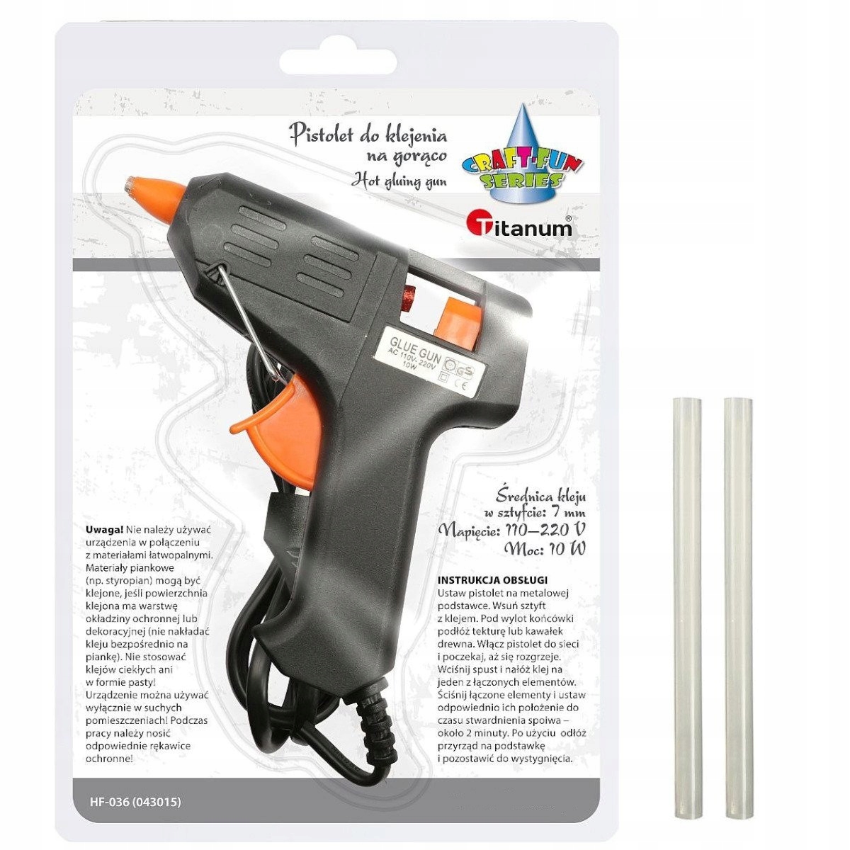 

Pistolet do kleju na gorąco wyciskacz +2 kleje 7mm