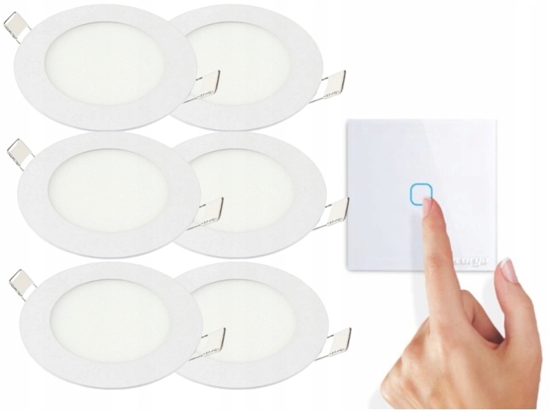 6x plochá lampa Tenký panel Led svítidlo 3W 6x spínač