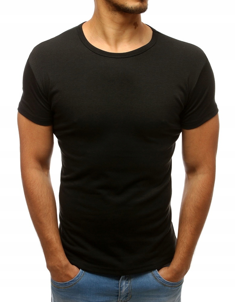 

T-shirt Męski Bez Nadruku Czarny rx2572 - XL