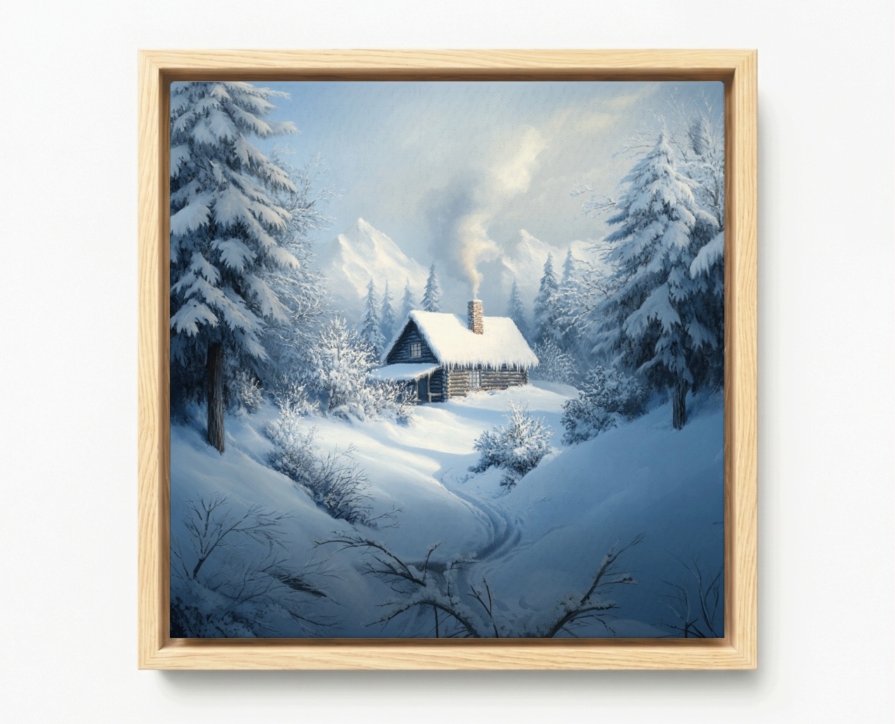Obraz Rám Americký Box Krajina Zima Sníh Les Hory Dům Chata Z Bali 60x60