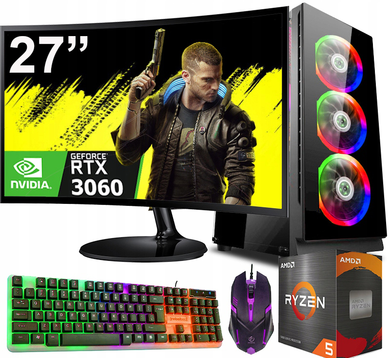 HERNÁ SÚPRAVA Ryzen 5 5600 32GB RTX 3060 12GB +Wi-Fi +WIN11 +MONITOR 27