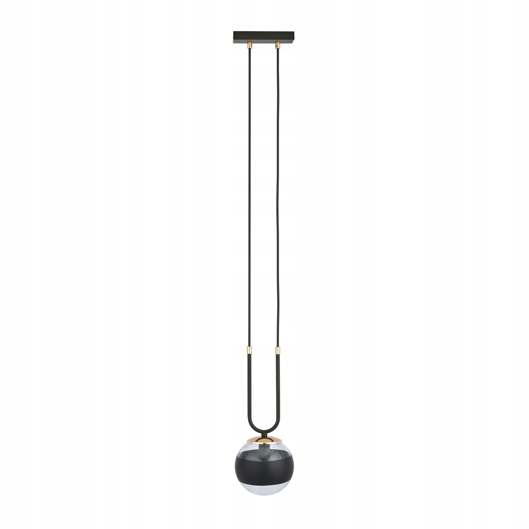 Závěsná lampa černá zlatá skleněná koule do jídelny nad pultem 1 Glam Emibig