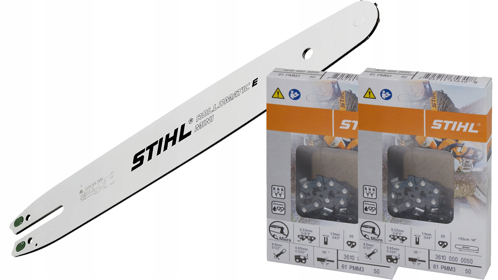 Stihl Vodítko 2X Řetěz Ms 162 170 171 180 35 cm 1,1 mm 3/8' 50 článků