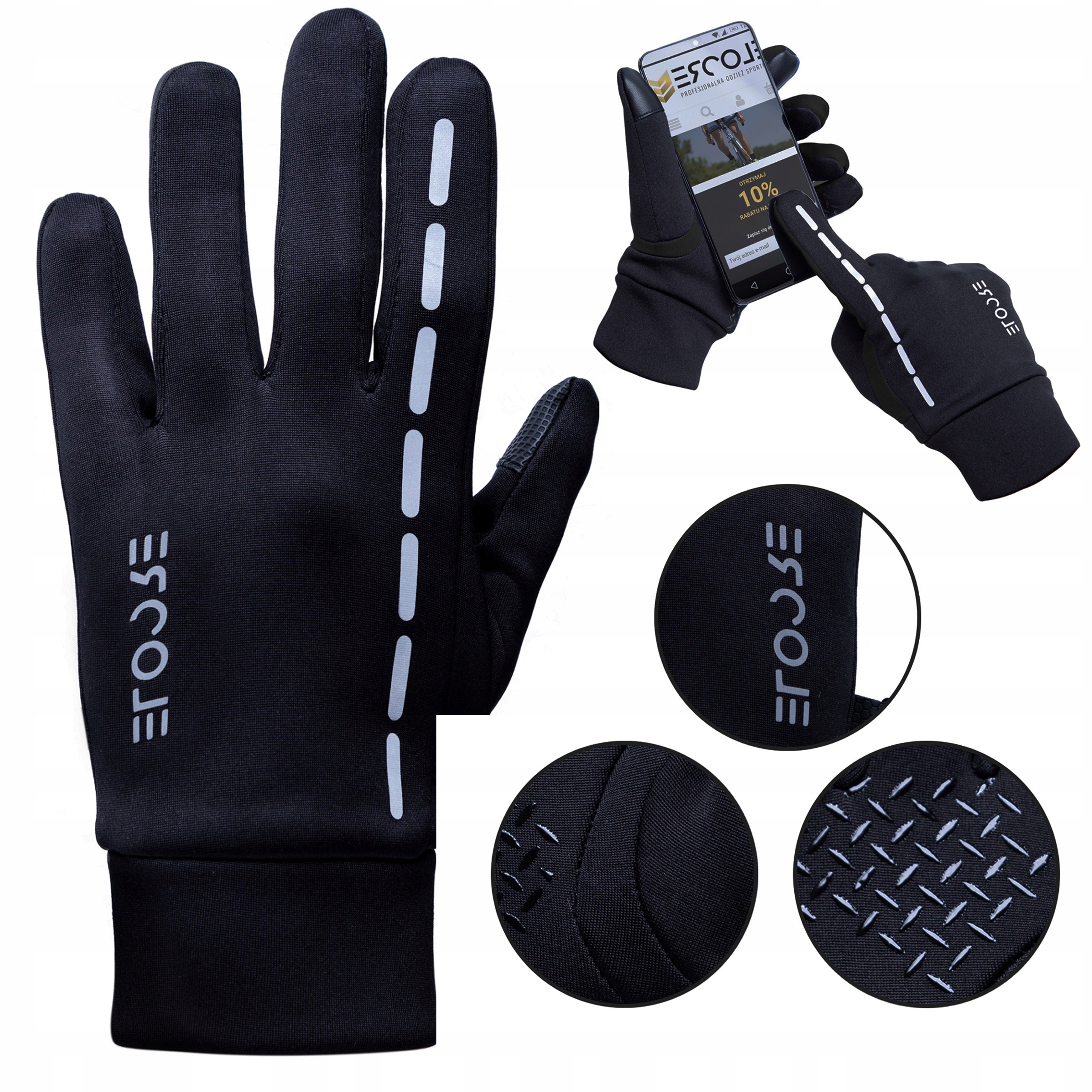 RĘKAWICZKI NA ROWER ZIMOWE M DAMSKIE MĘSKIE OCIEPLANE Z MESZKIEM ODBLASK