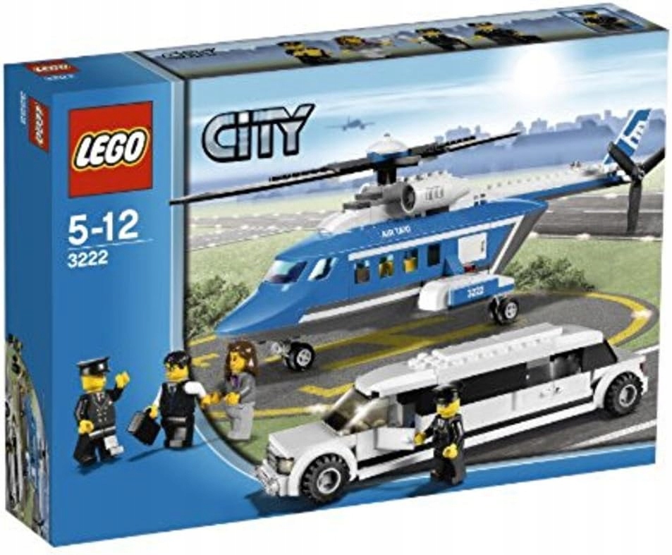 Lego City 3222 Helikopter i Limuzyna Pilot Kierowca Unikat