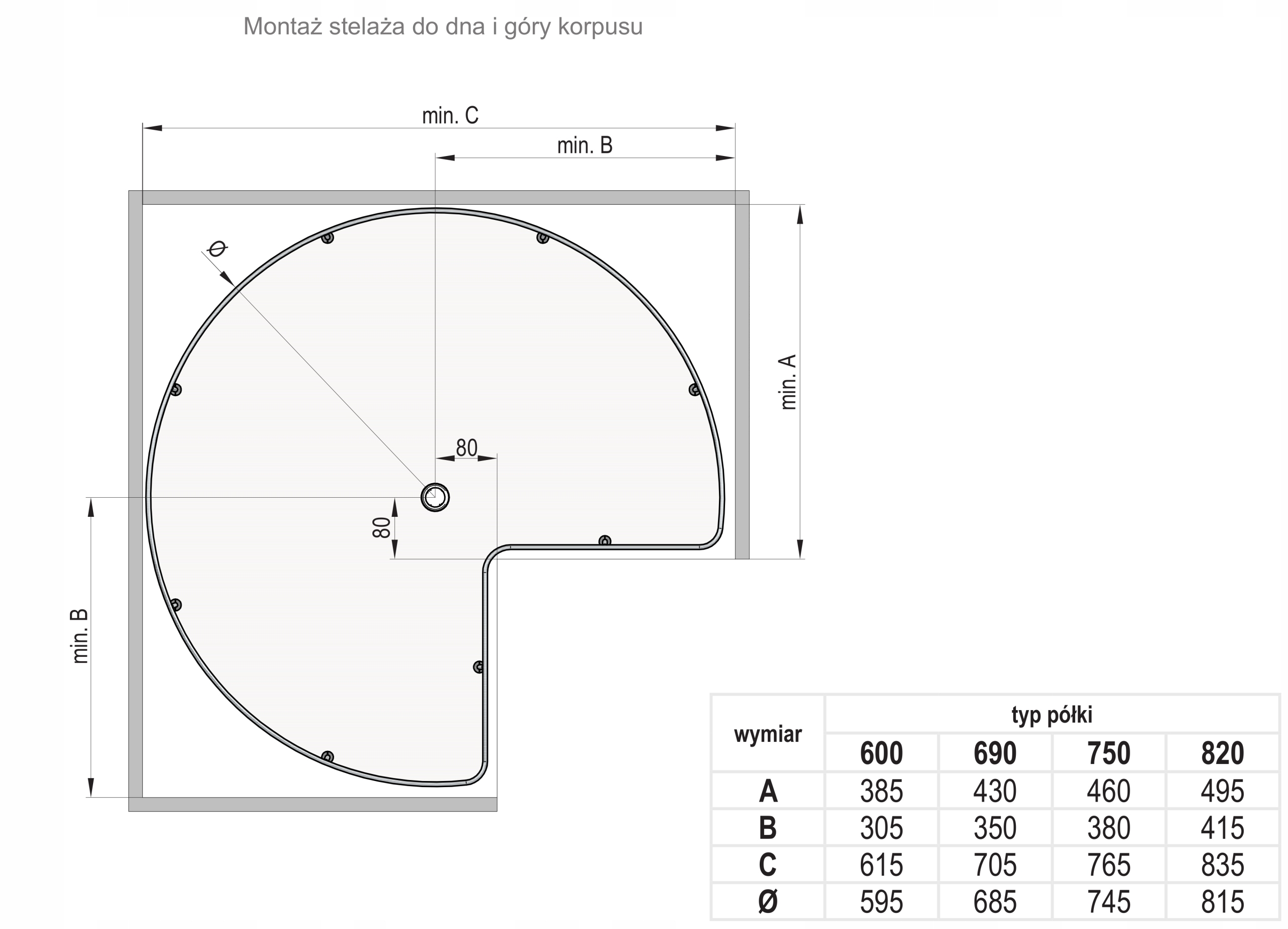 REJS Półka obrotowa REJS 3/4 600 hamulec ocynk Kod producenta WE08.0106.01.062