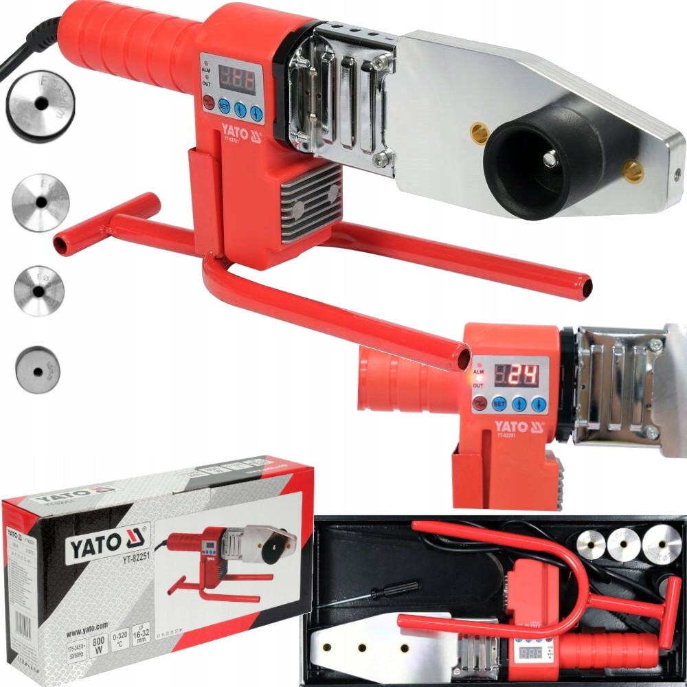 YATO ЗВАРЮВАЛЬНИЙ АПАРАТ ДЛЯ ТЕРМОПЛАСТИЧНИХ ТРУБ 800W МАТРИЦІ 16-32мм