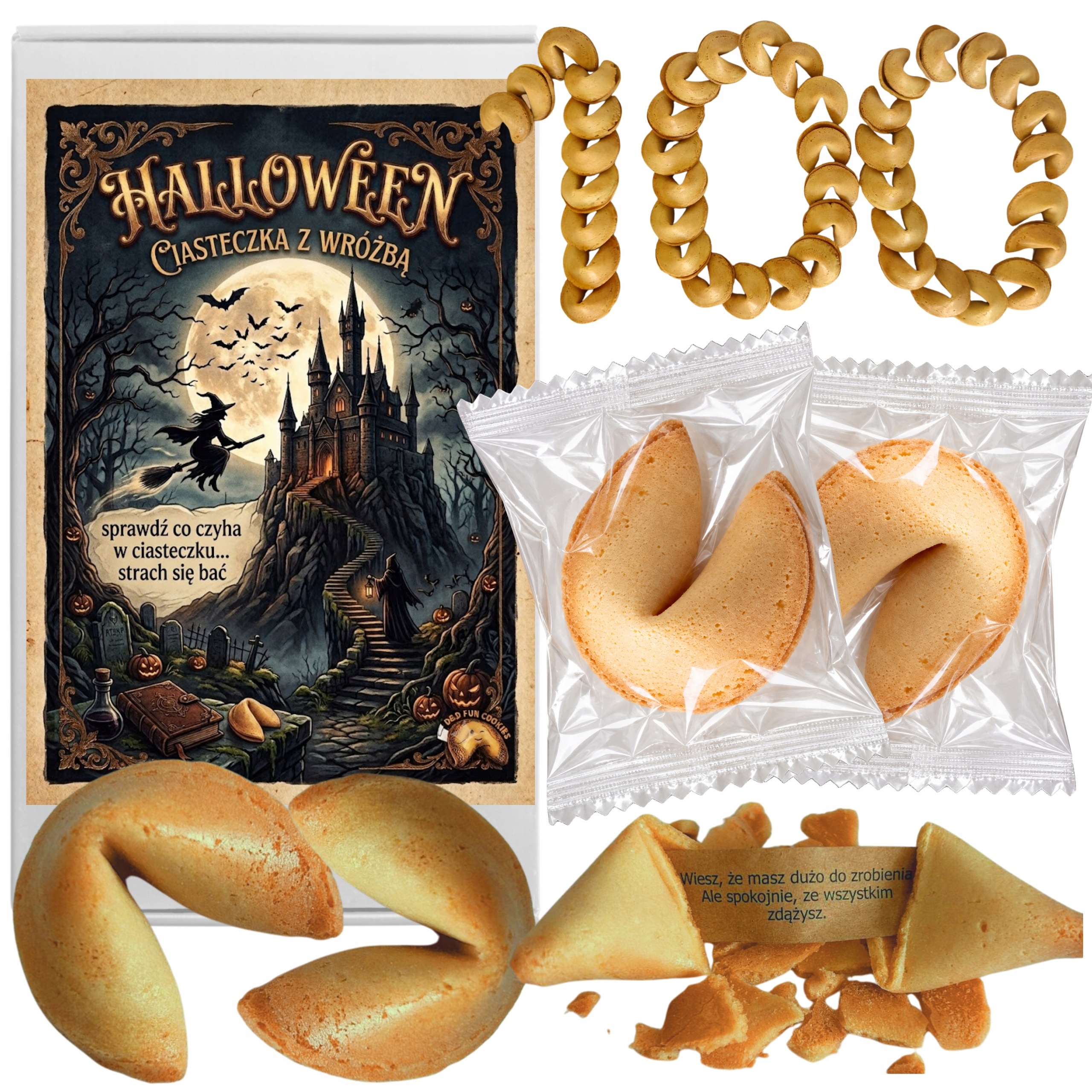Ciasteczka z Wróżbą Halloween dla Dorosłych do rozdania 100 sztuk