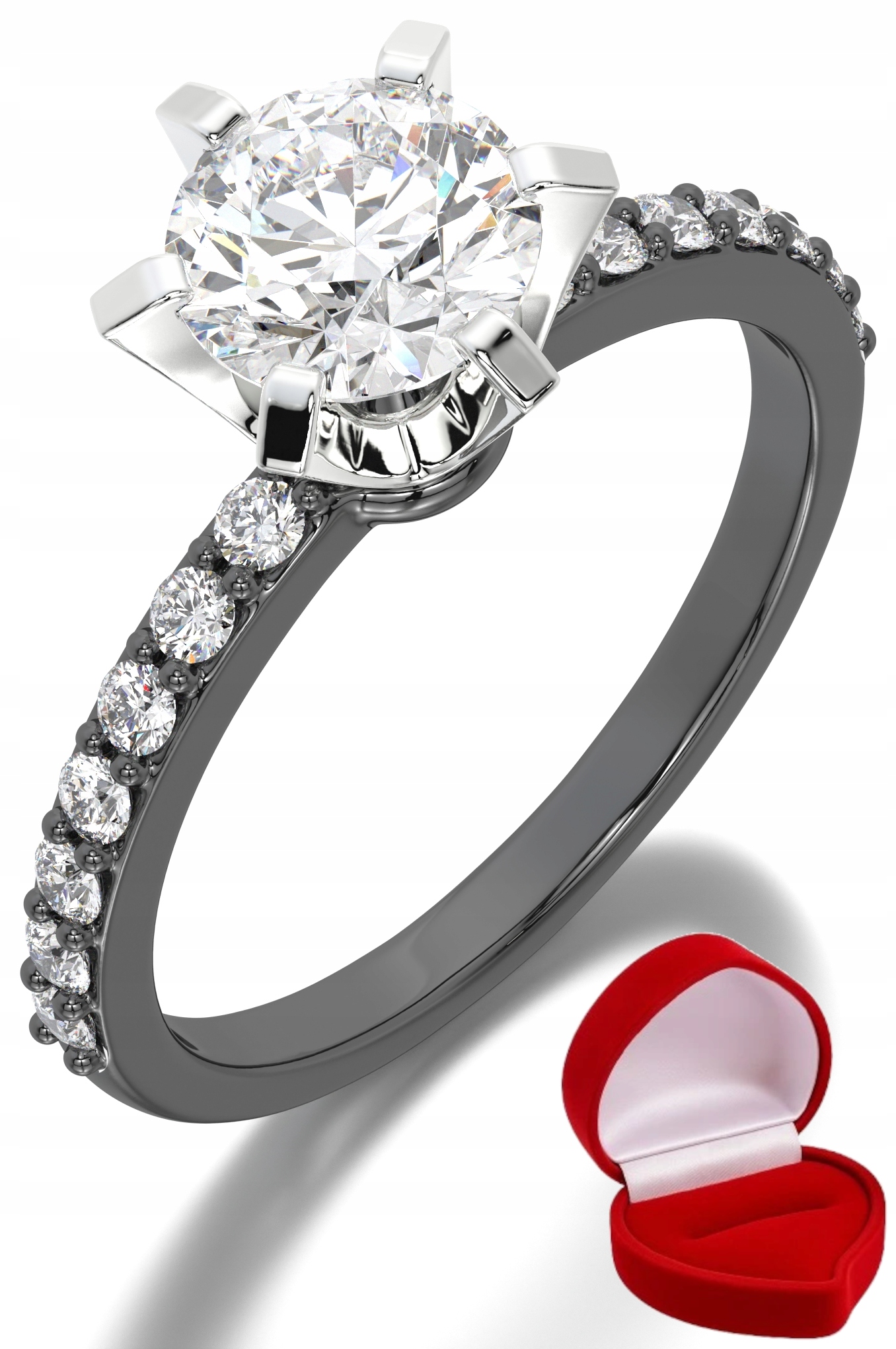 Zlatý Prstýnek 585 14k Brylant 1 ct Černé Zlato R15