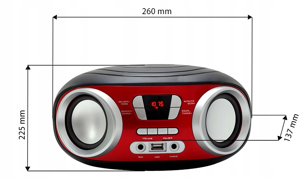 RADIO KUCHENNE BLUETOOTH BOOMBOX MANTA USB AUX FM Marka Manta