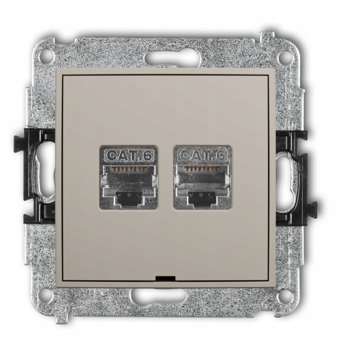 Gniazdo komputerowe 2xRJ45, kat.6, ekranowane Taupe Karlik Mini 60MGKBO-6
