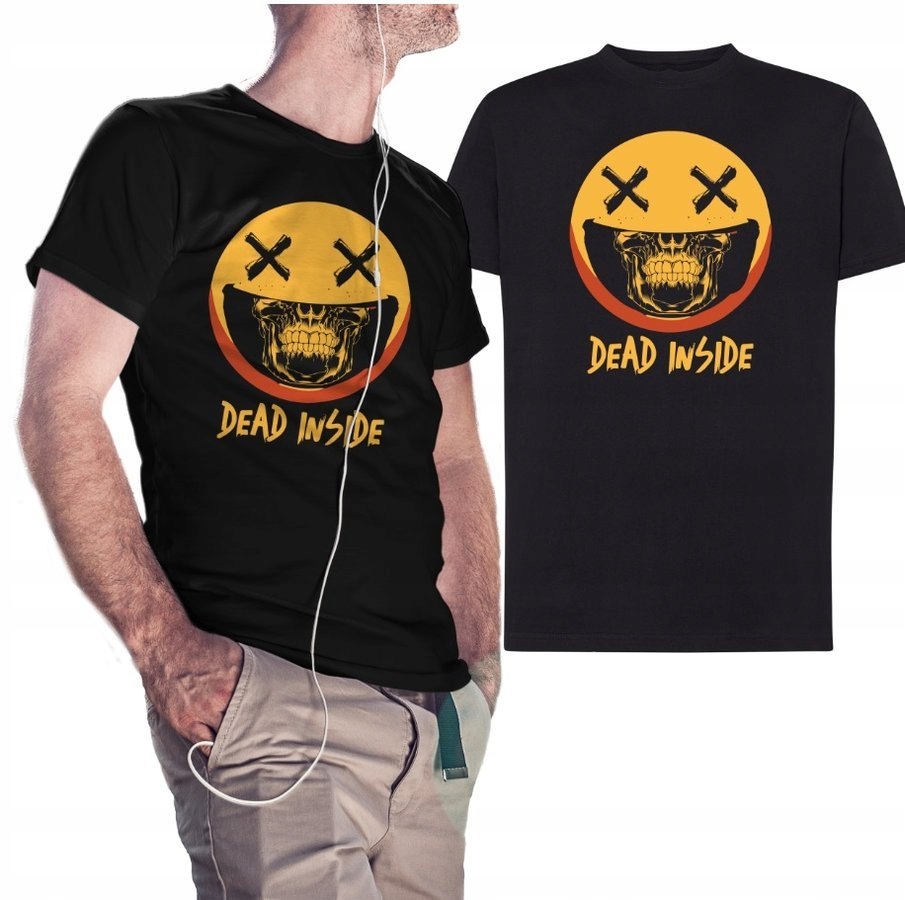 

Koszulka męska z nadrukiem Dead Inside, czarna 4XL