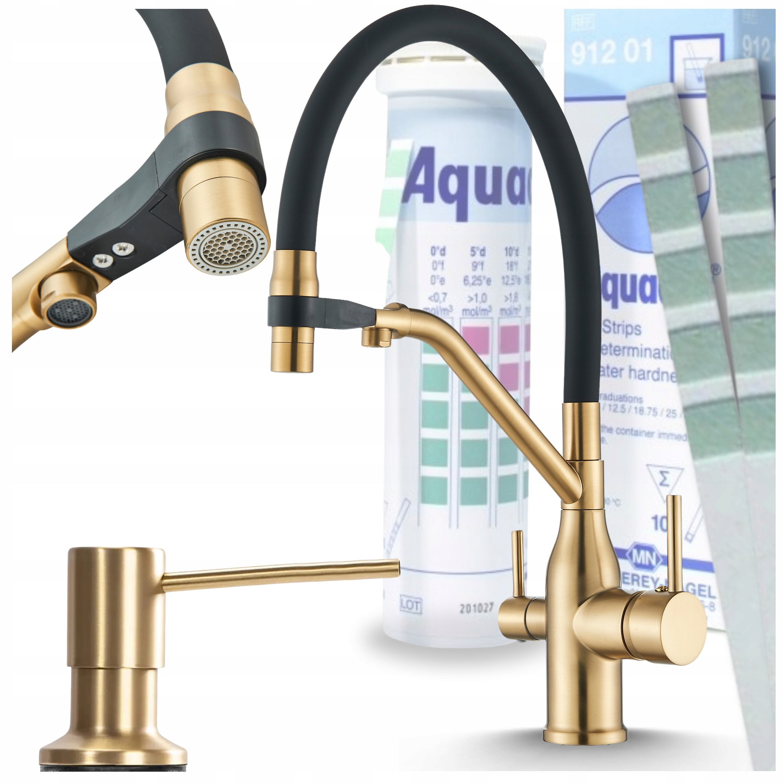 Kuchynská batéria Zlatá výsuvná otočná výtoková nádrž Kuchynský drez Set