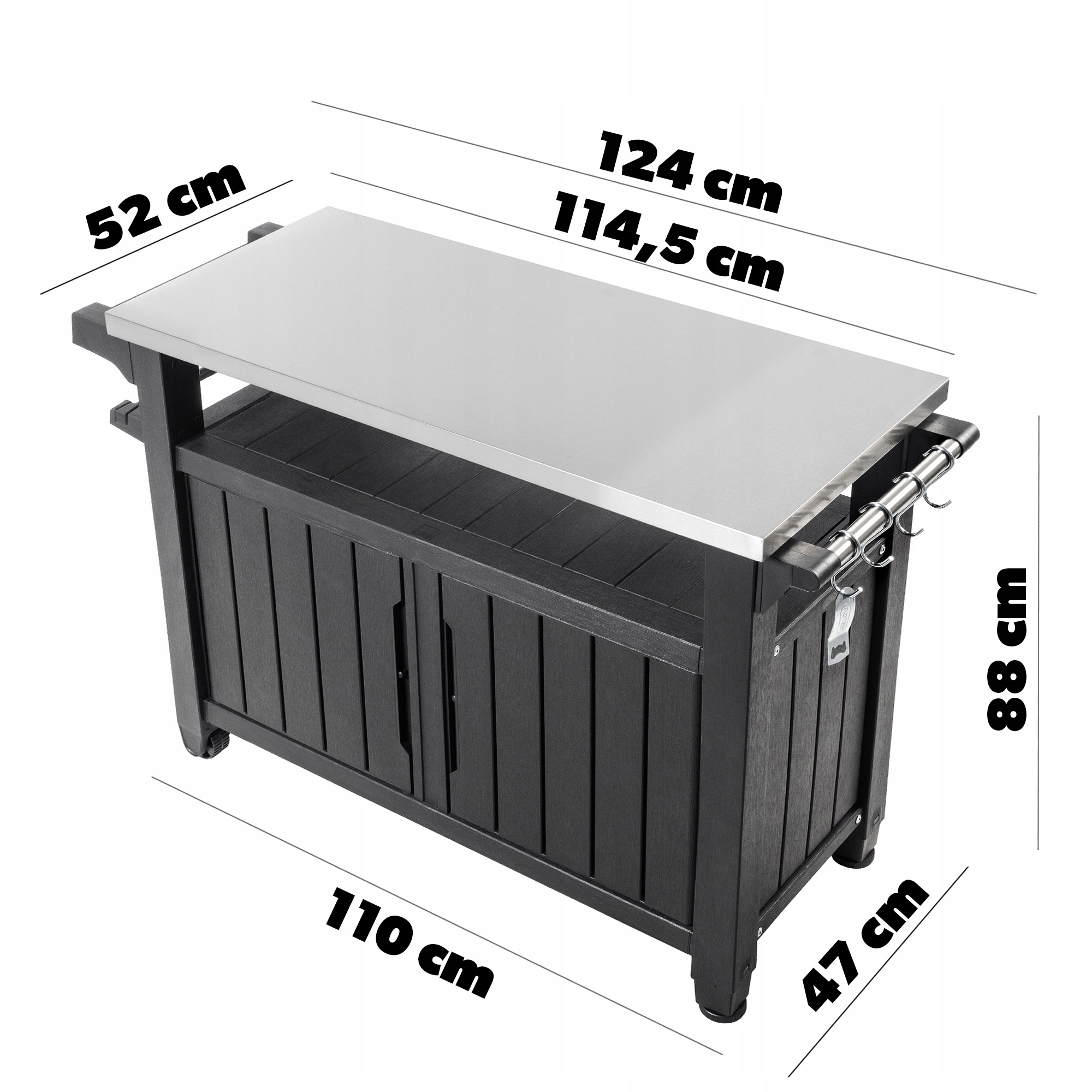 STÓŁ GRILLOWY BAREK SCHOWEK OGRODOWY GRILOWY MOBILNY GRAFIT KETER 183L XL Producent Keter