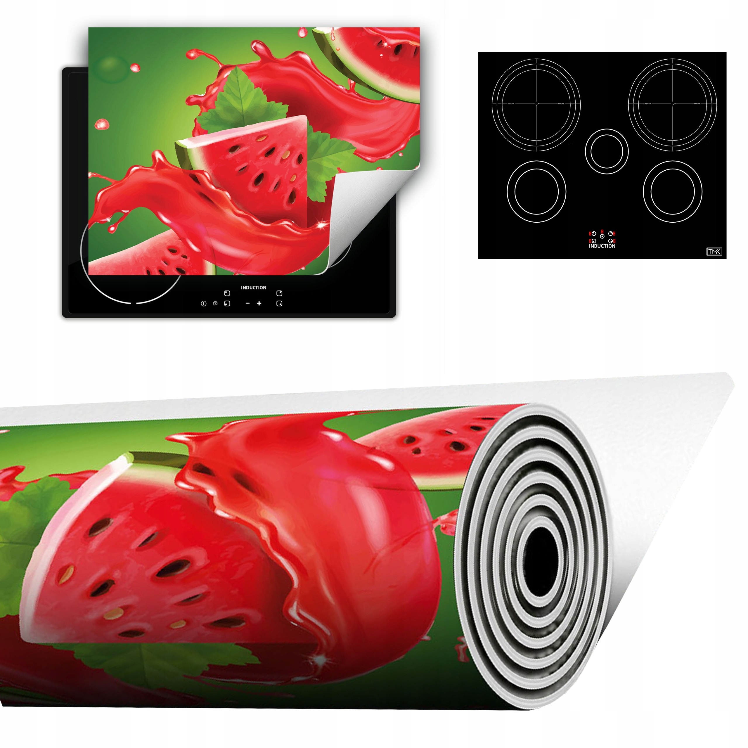 MATA WINYLOWA DO KUCHNI WIĘCEJ MIEJSCA 70x52 zielona - arbuz