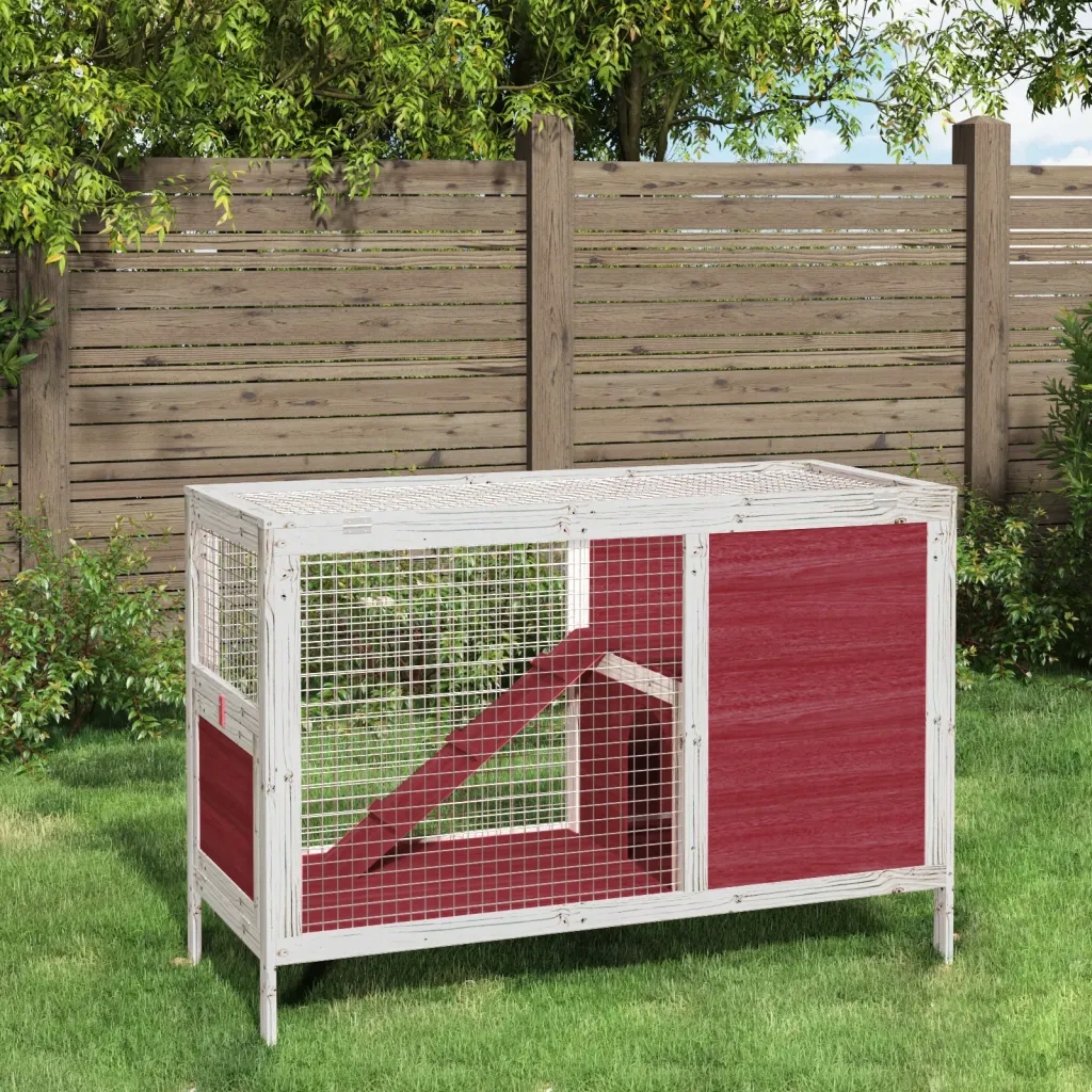 Levně Klec pro králíky mokka 103x44x69,5 cm borovicové dřevo