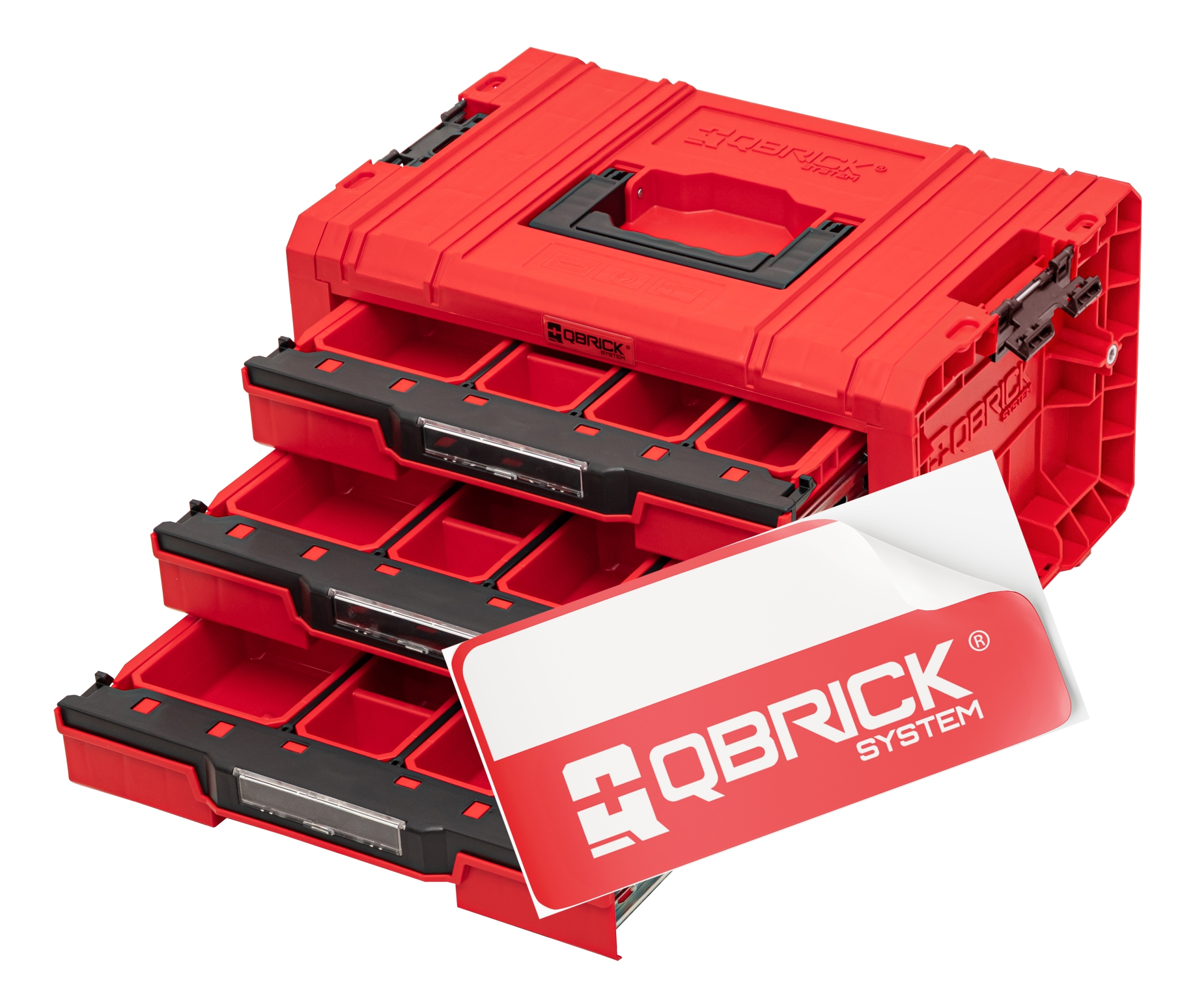 Skrzynka Qbrick System PRO Drawer 3 Toolbox 2.0 Expert RED Ultra HD szuflad
