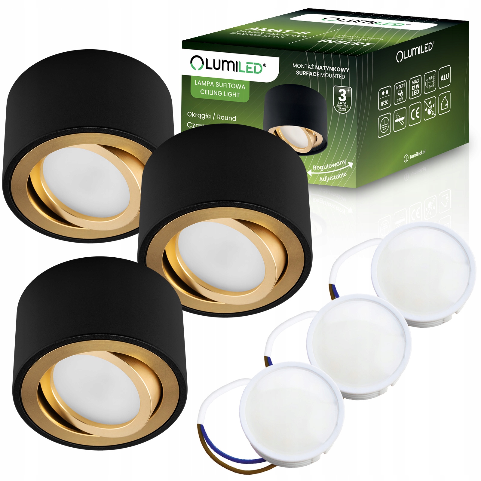 3x Oprawa Halogenowa Natynkowa Ruchoma TUBA SPOT LED 5W Lampa SUFITOWA