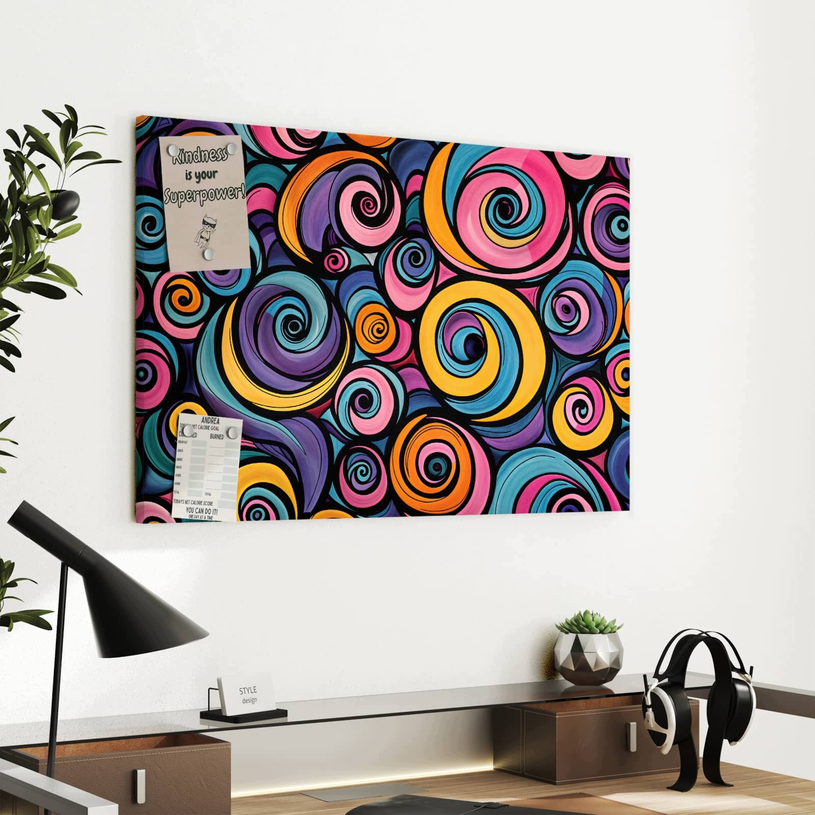Magnetická tabule Barevné Spirály 60 × 40 cm